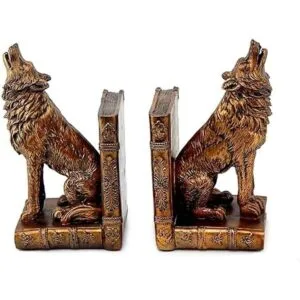 Bellaa 26362 Sujetalibros de lobo aullante de 9 pulgadas_3