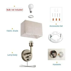 Plug in Wall Sconce with Dimmer Switch and USB Port1Light_7