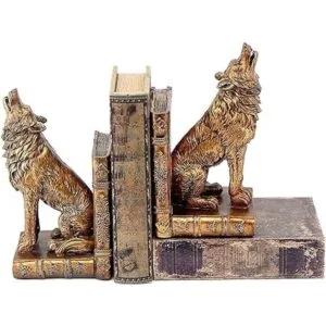 Bellaa 26362 Sujetalibros de lobo aullante de 9 pulgadas_5