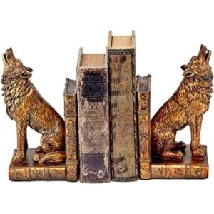 Bellaa 26362 Sujetalibros de lobo aullante de 9 pulgadas_1