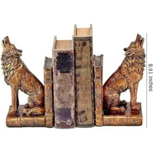 Bellaa 26362 Sujetalibros de lobo aullante de 9 pulgadas_4