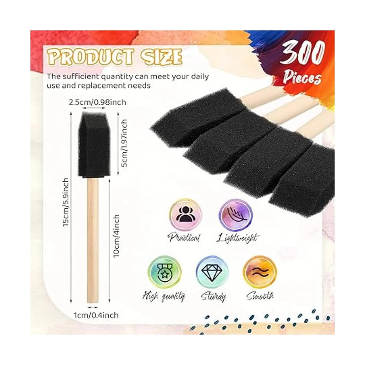 300 pinceles de esponja de 1 pulgada para pintar con_2