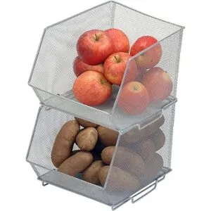 YBM HOME Contenedores de almacenamiento de malla apilable_4