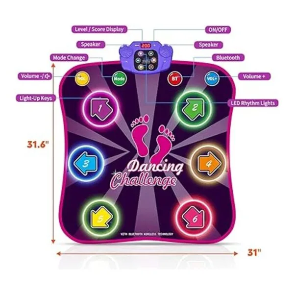 Bambilo Lightup Bluetooth Dance Mat 6 LightUp Buttons 5_6