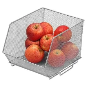 YBM HOME Contenedores de almacenamiento de malla apilable_3