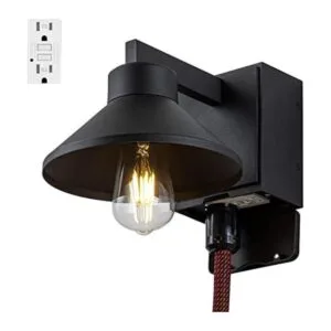 C Cattleya Outdoor Wall Sconce with Outlet GFCI Matte_1