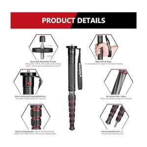 Manbily Monopod de fibra de carbono portátil compacto_3