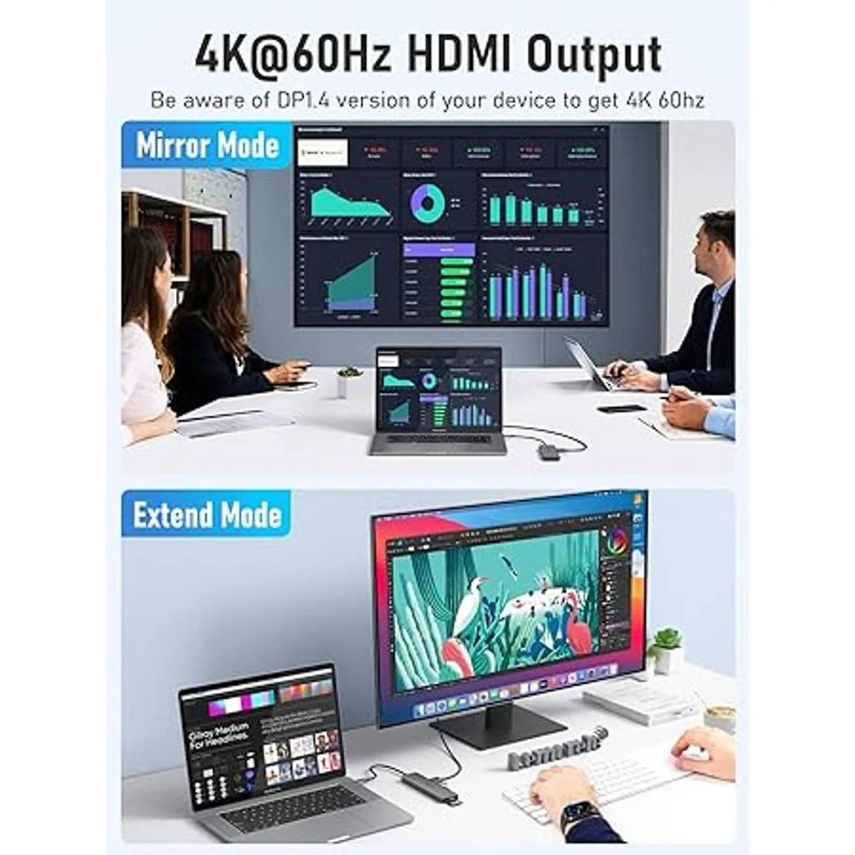 Adaptador multipuerto USB C Hub Lemorele 7 en 1 tipo C 4K_3