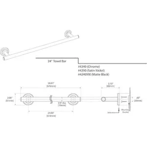 Gatco 4240 Latitude II Toallero de 24 pulgadas. 4290_6