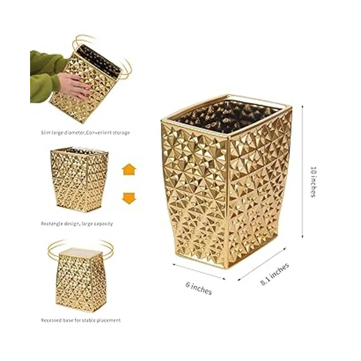 Cubo de basura rectangular de cerámica pequeño de 2.5_4