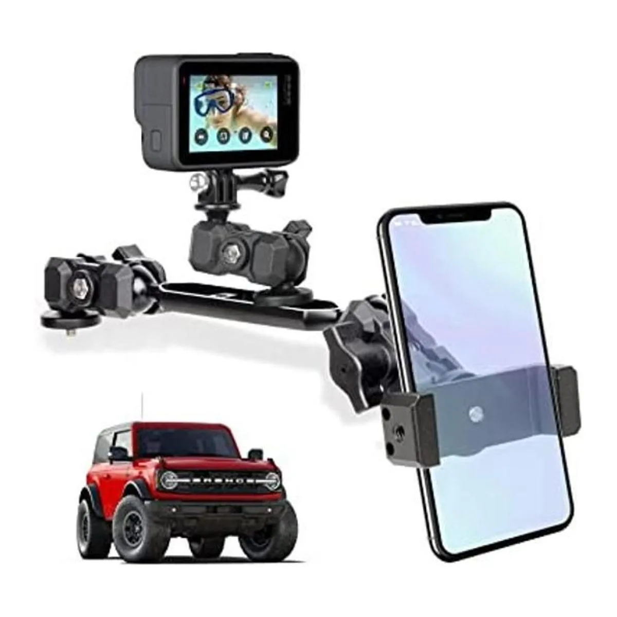 Bronco Phone Mount with Camera Mount2 Stage Ball Socket_1