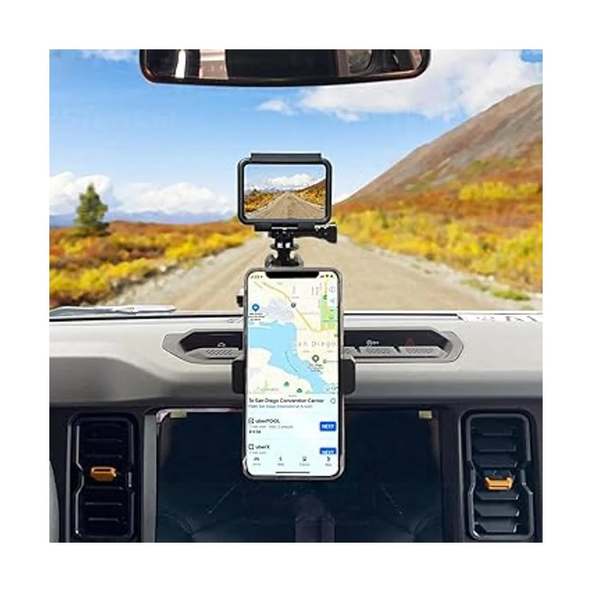 Bronco Phone Mount with Camera Mount2 Stage Ball Socket_2