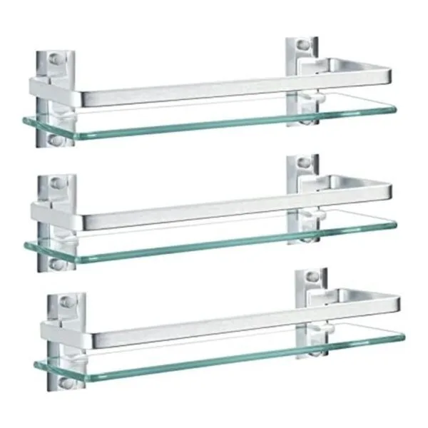 Paquete de 3 estantes de vidrio para baño vidrio templado_1