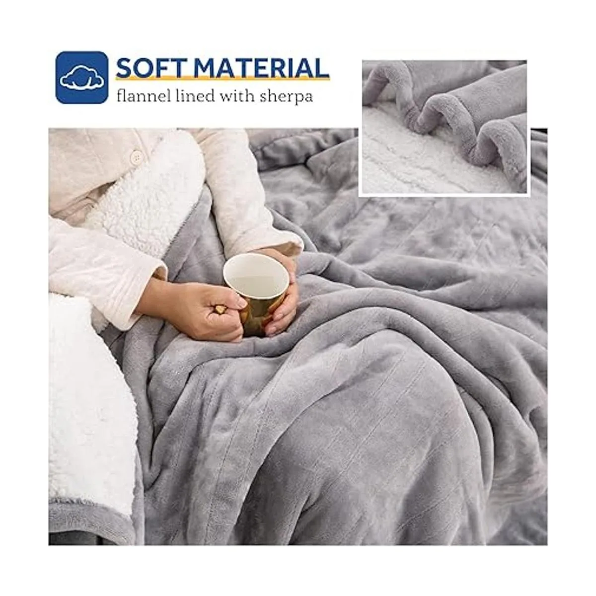 Sealy Manta eléctrica manta térmica de franela y sherpa_4