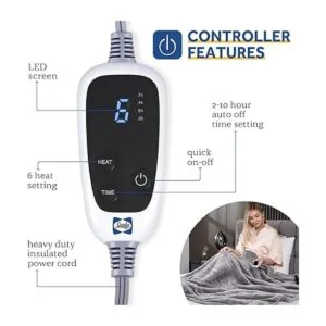 Sealy Manta eléctrica manta térmica de franela y sherpa_3