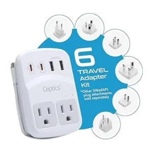 Kit de adaptador de viaje mundial de Ceptics 2 USBA_2