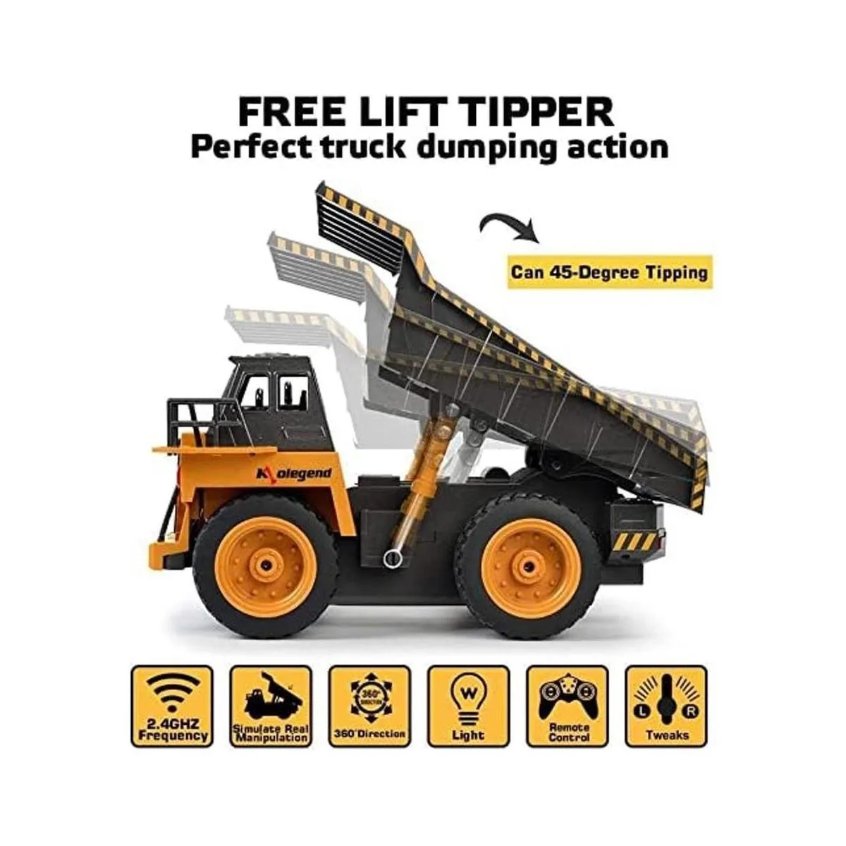 kolegend Camión volquete de control remoto de 6 canales de_3