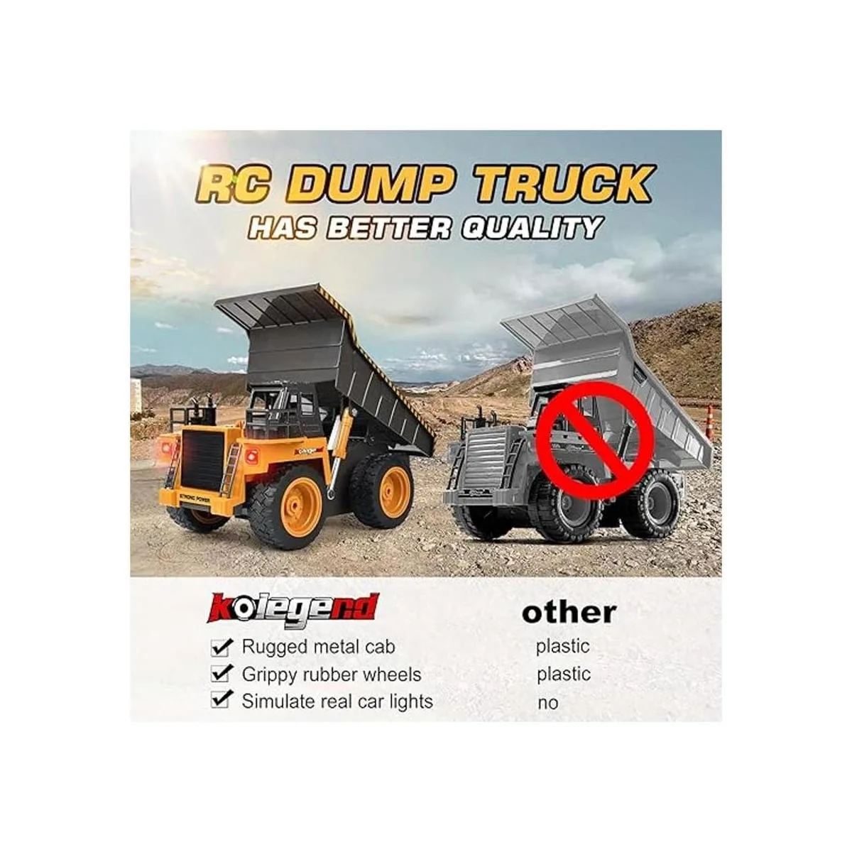 kolegend Camión volquete de control remoto de 6 canales de_2