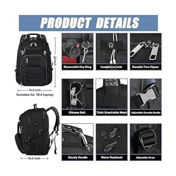 18.4 Inch Laptop Backpack Extra Large Travel Backpack_3