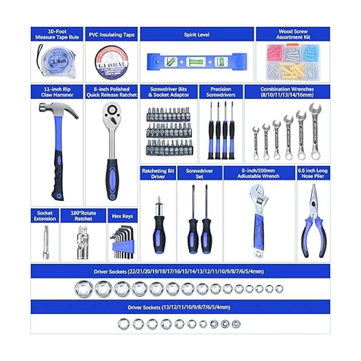 Jarowl Juego de herramientas para el hogar juego de_6