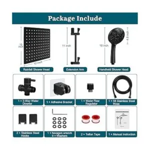 Lanhado Cabezal de ducha de lluvia con rociador de mano_7