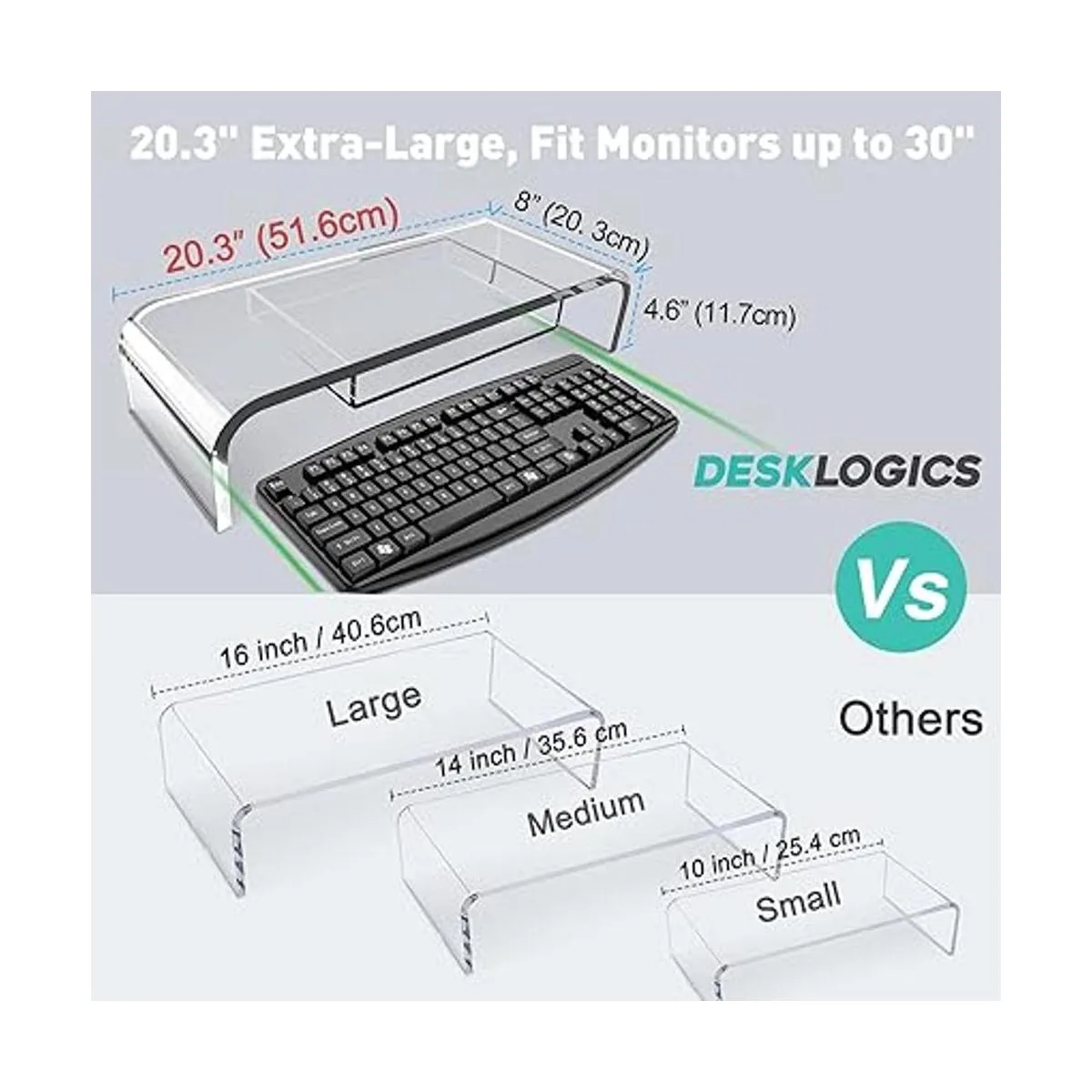 DeskLogics Soporte elevador acrílico para monitor de_2