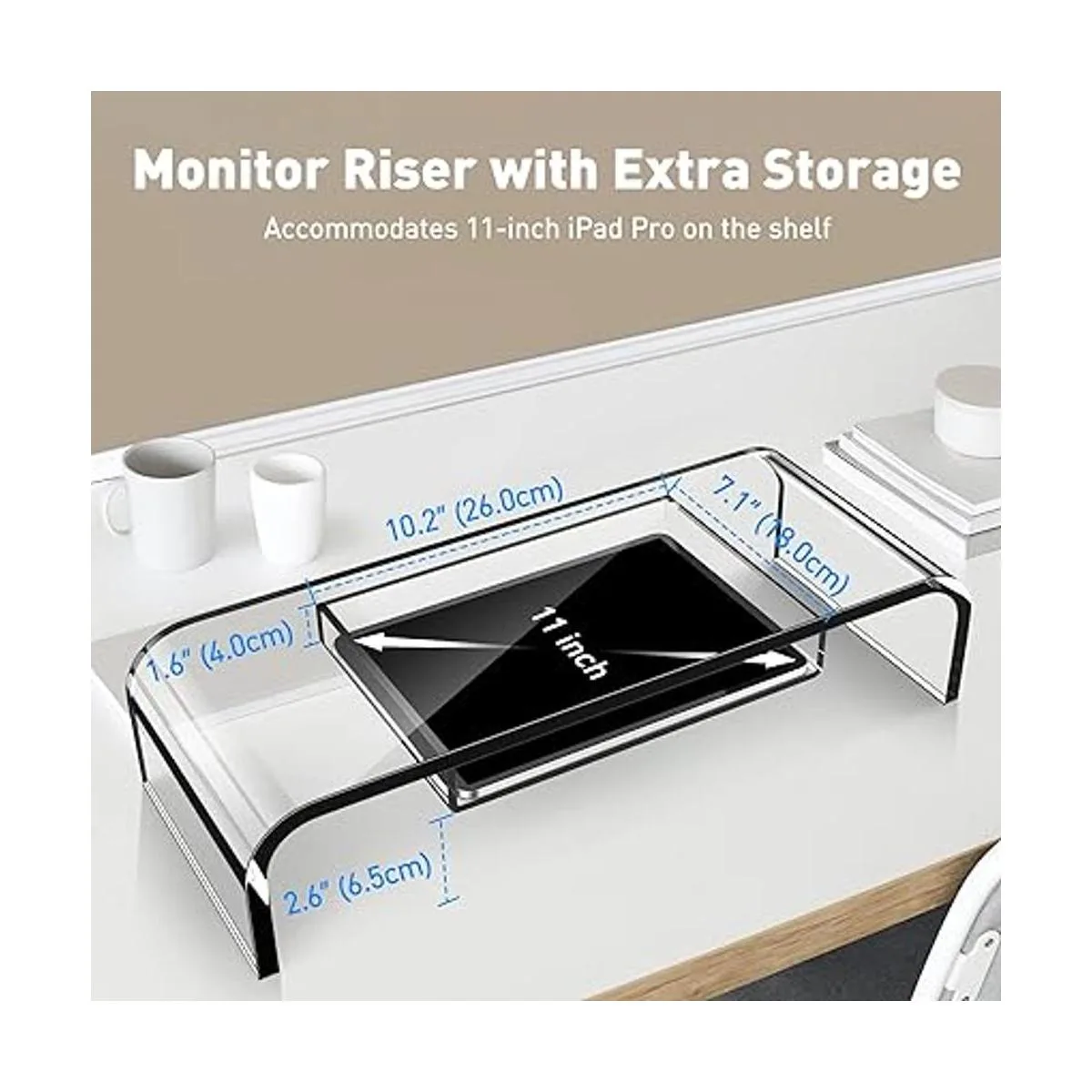 DeskLogics Soporte elevador acrílico para monitor de_3