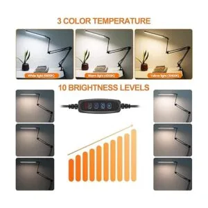 Lámpara de escritorio LED con abrazadera y base redonda_4