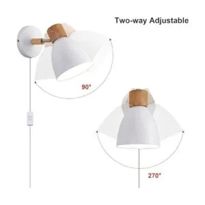 Eyooer Juego de dos apliques de pared con enchufe blanco_2