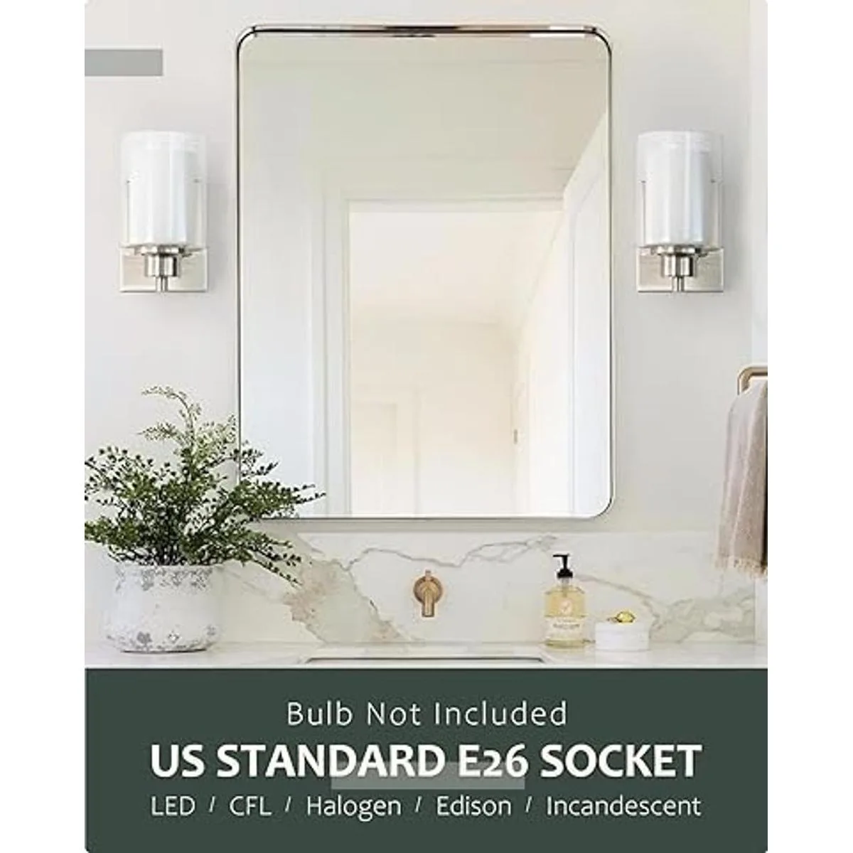 Paquete de 2 lámparas de tocador de baño 1 luz luz de_5