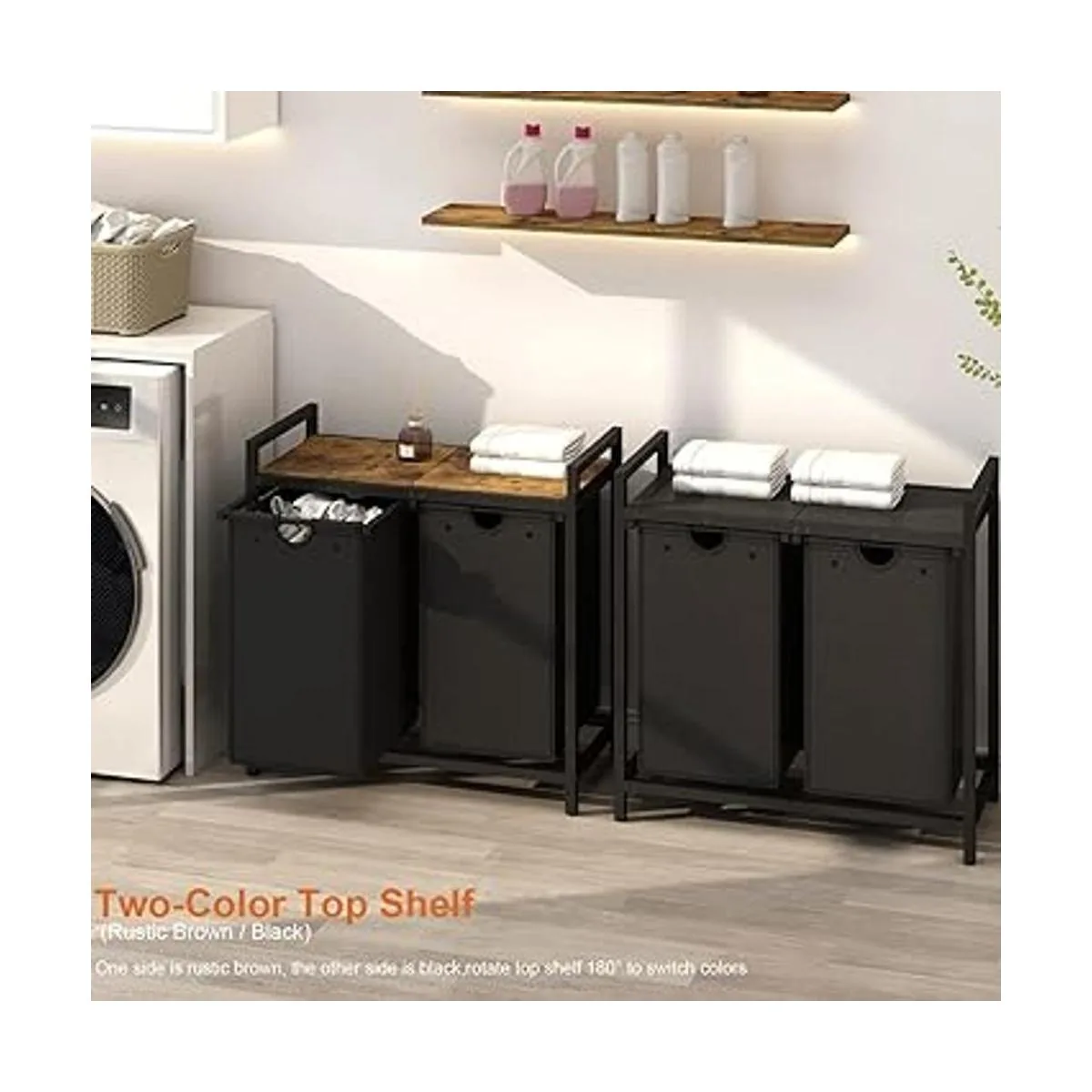 Cesta de lavandería cesta de lavandería bicolor con 2_2