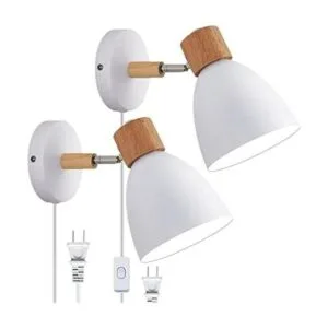 Eyooer Juego de dos apliques de pared con enchufe blanco_1