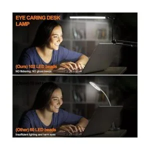 Lámpara de escritorio LED con abrazadera y base redonda_3