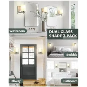 Paquete de 2 lámparas de tocador de baño 1 luz luz de_7