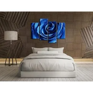 Wieco Art Lienzo de rosa azul con rocío arte de pared_4
