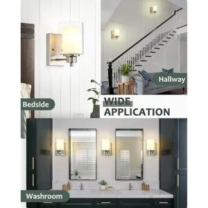 Paquete de 2 lámparas de tocador de baño 1 luz luz de_6