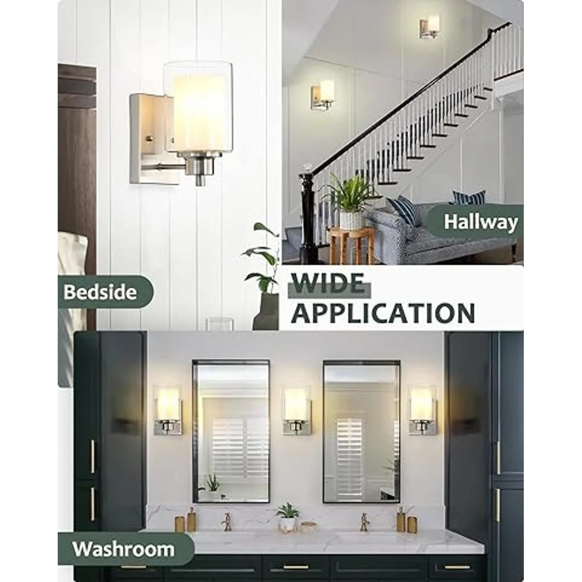 Paquete de 2 lámparas de tocador de baño 1 luz luz de_6