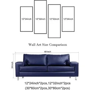 Wieco Art Lienzo de rosa azul con rocío arte de pared_6
