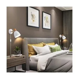 Eyooer Juego de dos apliques de pared con enchufe blanco_3