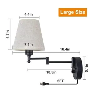 Lámpara de pared de cabecera con interruptor regulable y_7