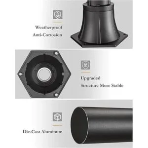 HW39PA BK Poste de luz exterior con base poste de_5