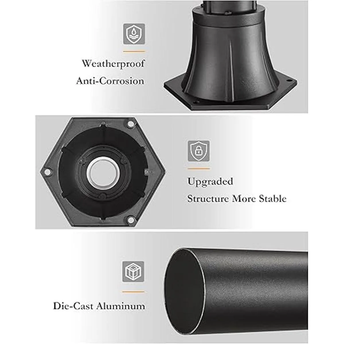 HW39PA BK Poste de luz exterior con base poste de_5