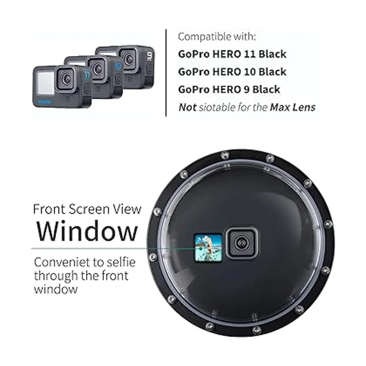 YALLSAME Funda impermeable para GoPro Hero 11 10 9 negro_3