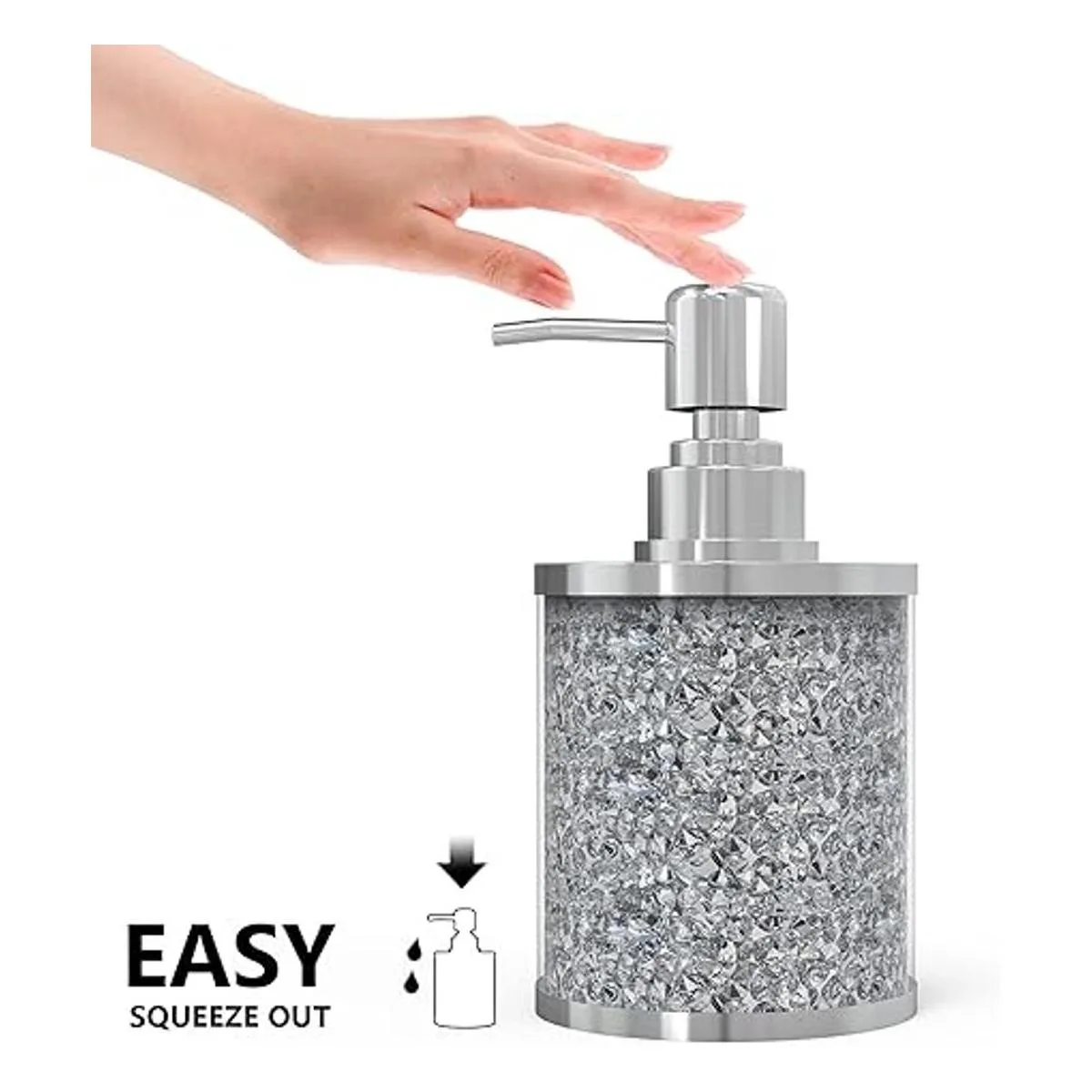 SHYFOY Juego de accesorios de baño de diamante plateado_4