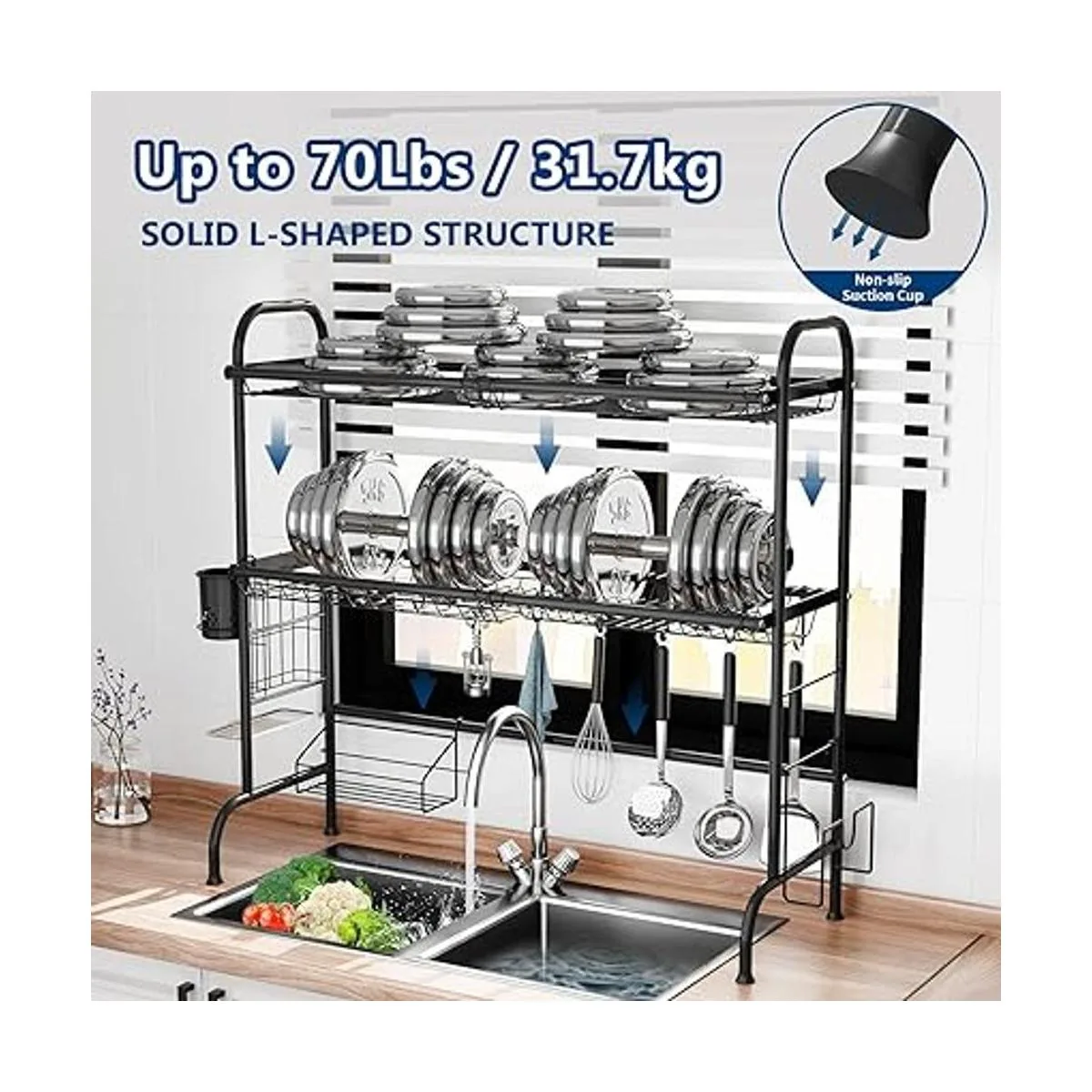 MOUKABAL Estante para secar platos sobre el fregadero_5