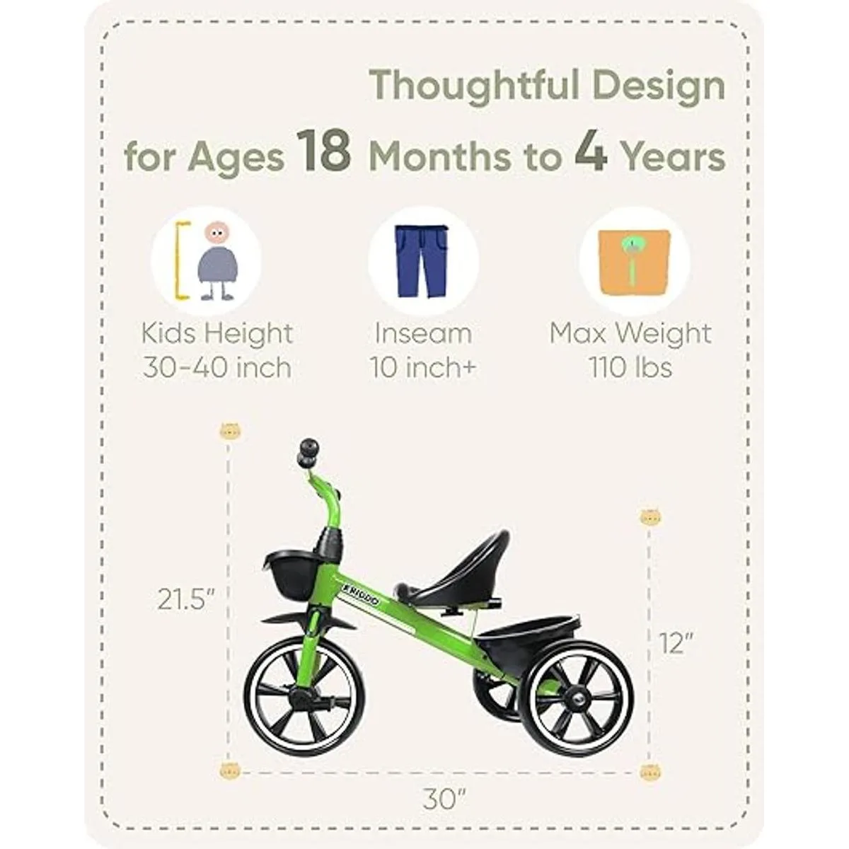 KRIDDO Triciciclos para niños de 18 meses a 4 años_4