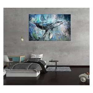 Arte de pared de ballena azul decoración moderna de_4