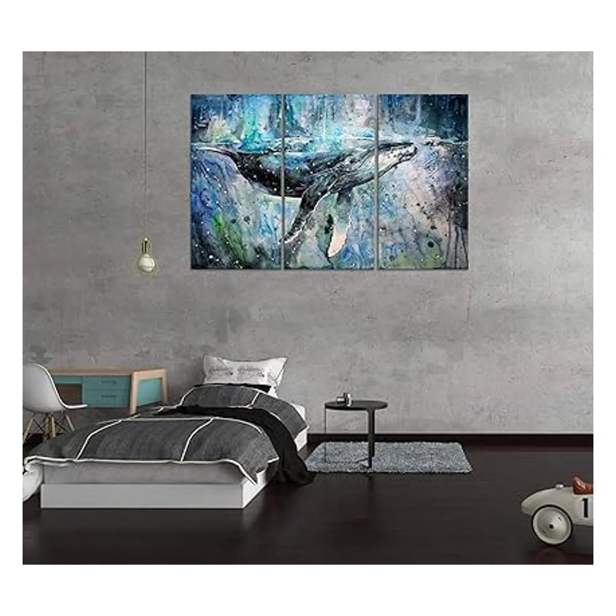 Arte de pared de ballena azul decoración moderna de_4
