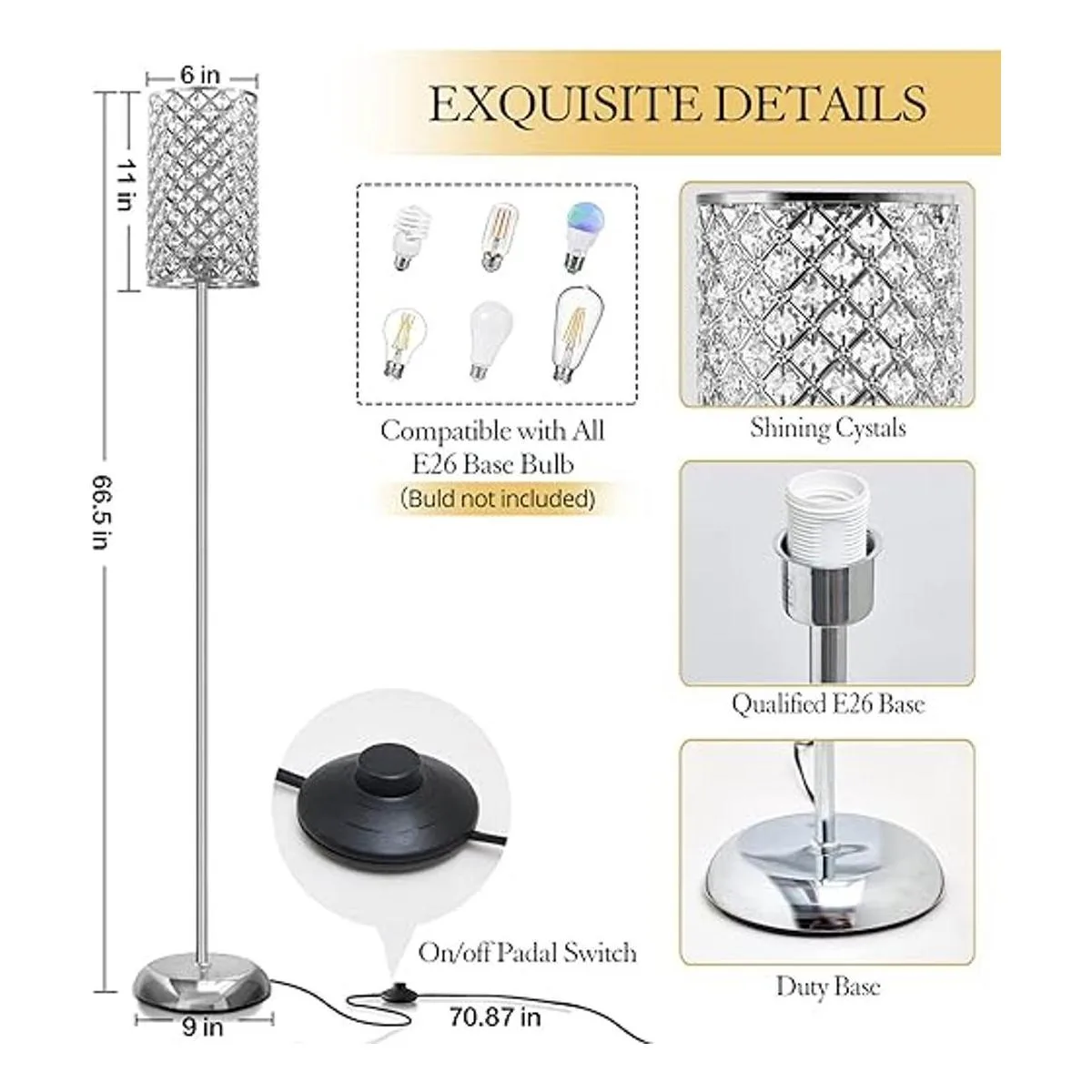 Lámpara de pie de cristal elegante lámpara de pie moderna_2