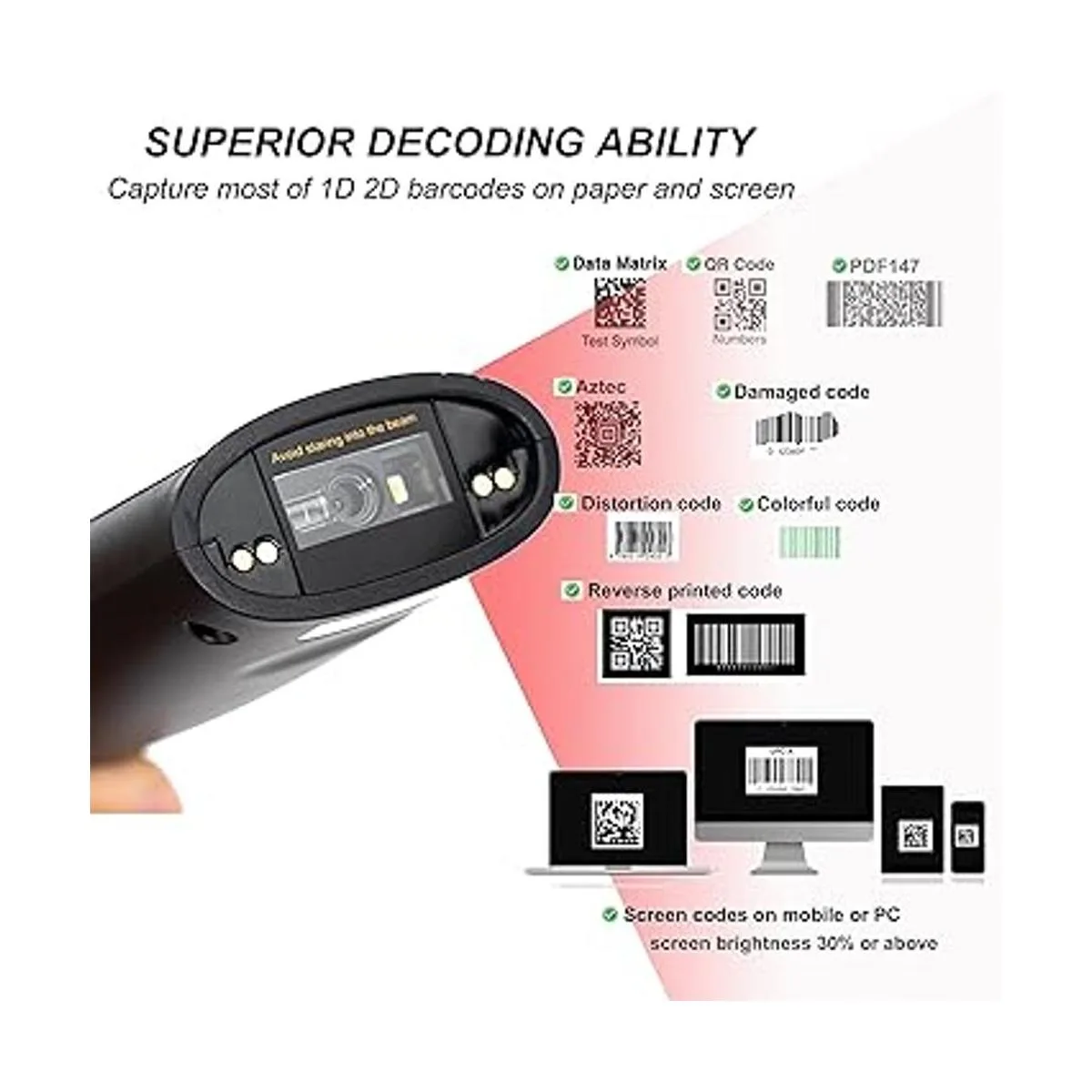 TEEMI Escáner de código de barras Bluetooth con receptor_3